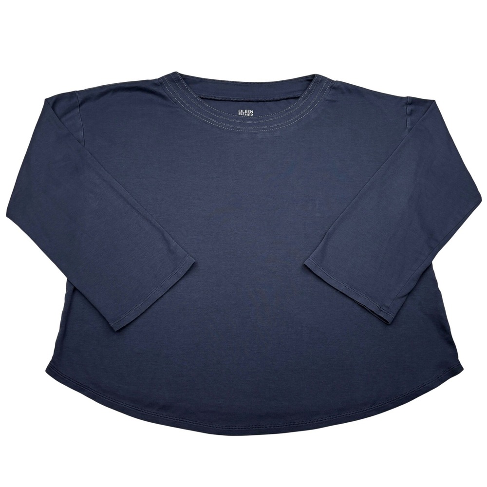 Eileen Fisher Sleepwear Garnet Hill Small Navy Organic Pima Cotton Lounge Top S